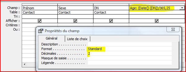 Calcul de l'âge