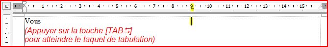 Saisir une tabulation clavier