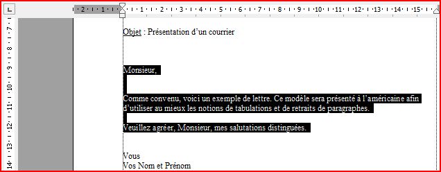 Sélection des paragraphes de la lettre