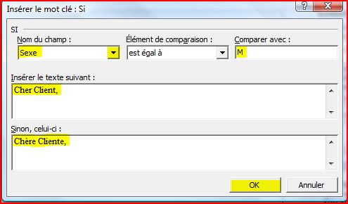 Publipostage en Word